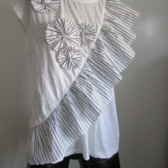 Joie 100% cotton white dramatic ruffle front tunic top - Picture 2 of 7